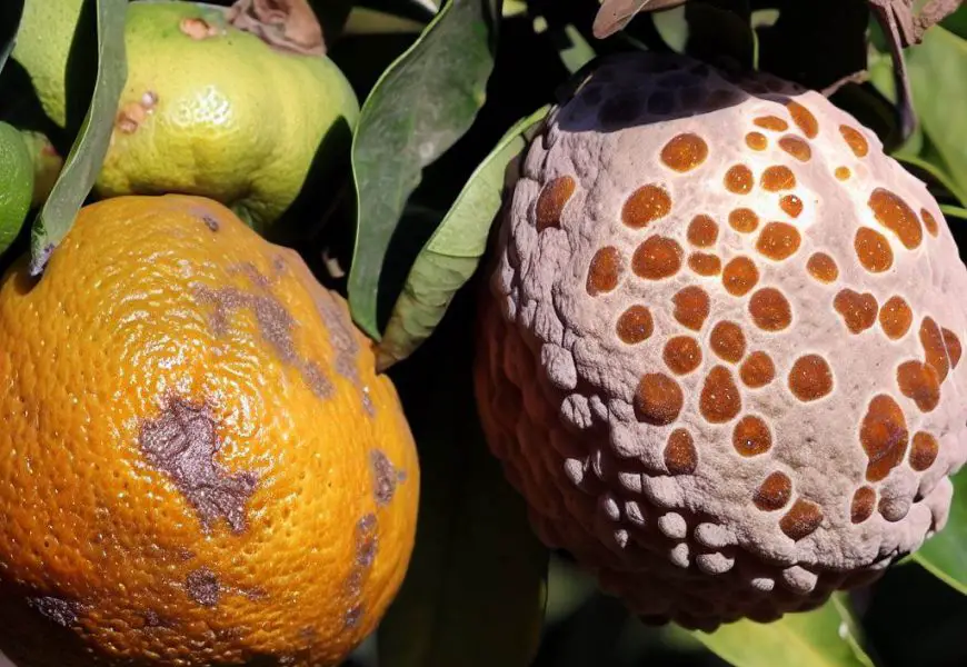 Oranges affected by pseudomonas treated with bacteriophages
