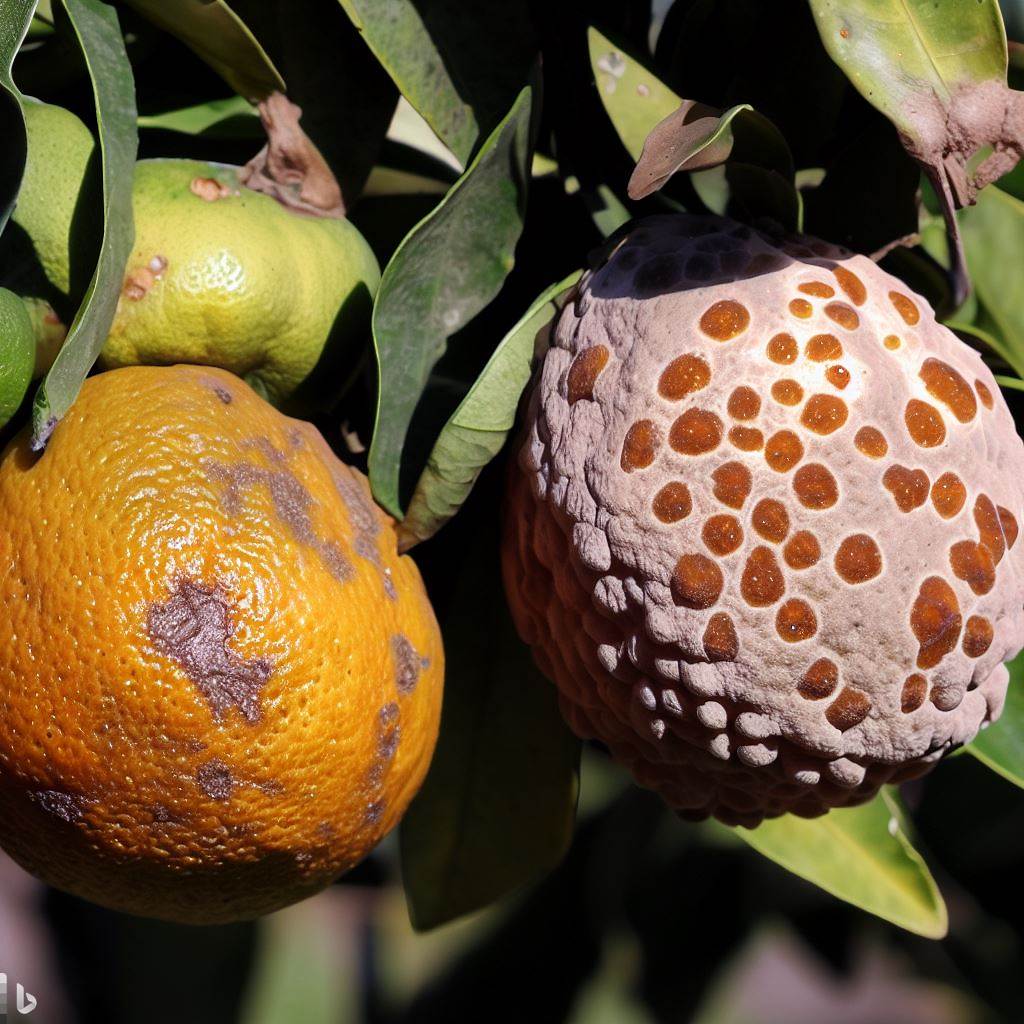 Oranges affected by pseudomonas treated with bacteriophages