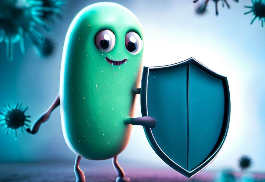 Bacterium holding a shield that prevent them from being attacked by viruses