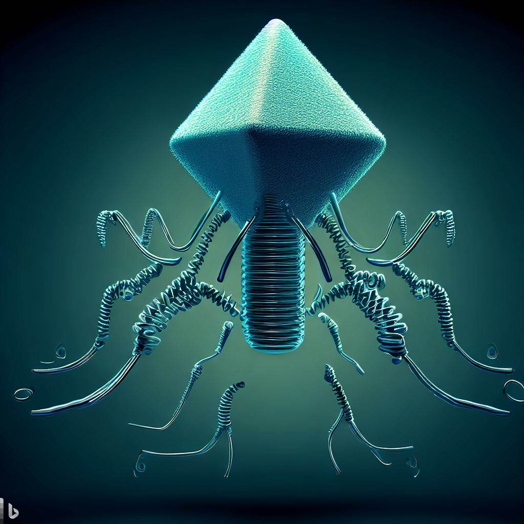 A photo of a bacteriophage generated by computer