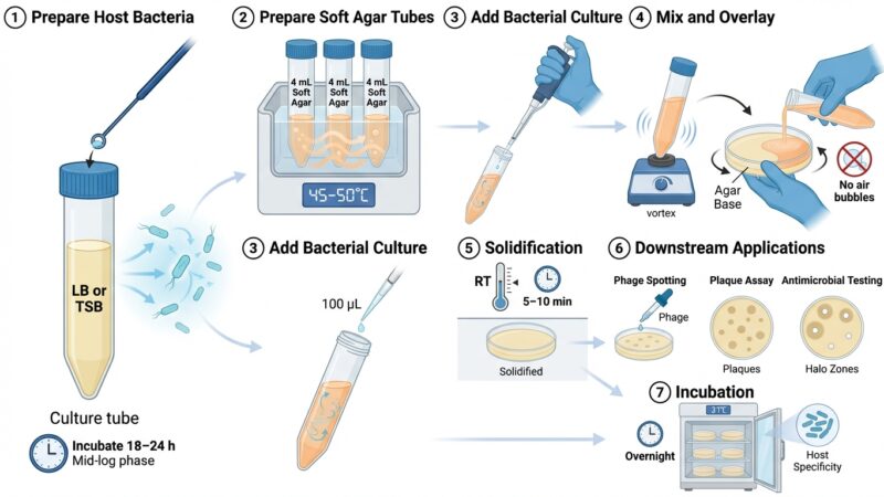 Step-by-step preparation of overlay agar for phage