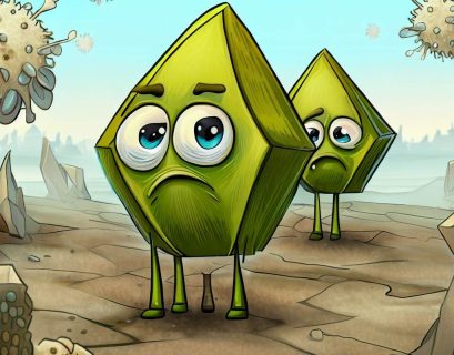A bacteriophage cartoon suffering from factors that affect their presence in the environment