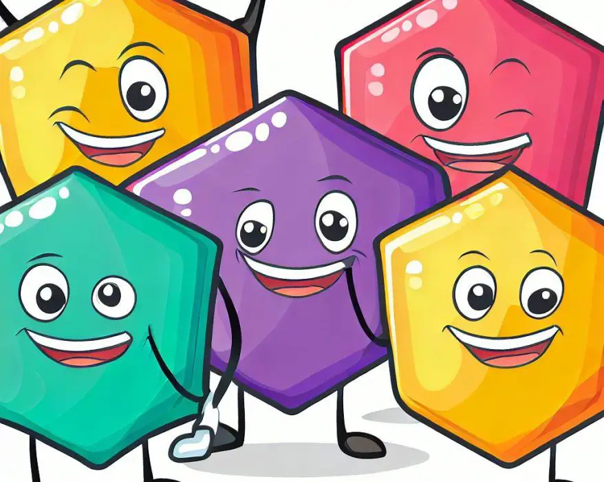 Five happy phages cartoons