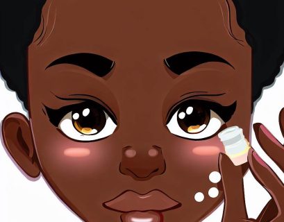 A beautiful black girl applying phage to her skin