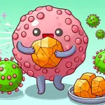 A cartoon showing Mammalian cell internalizing bacteriophage