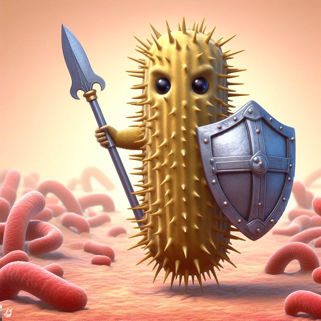Bacteria in full body armour defending against bacteriophage attack