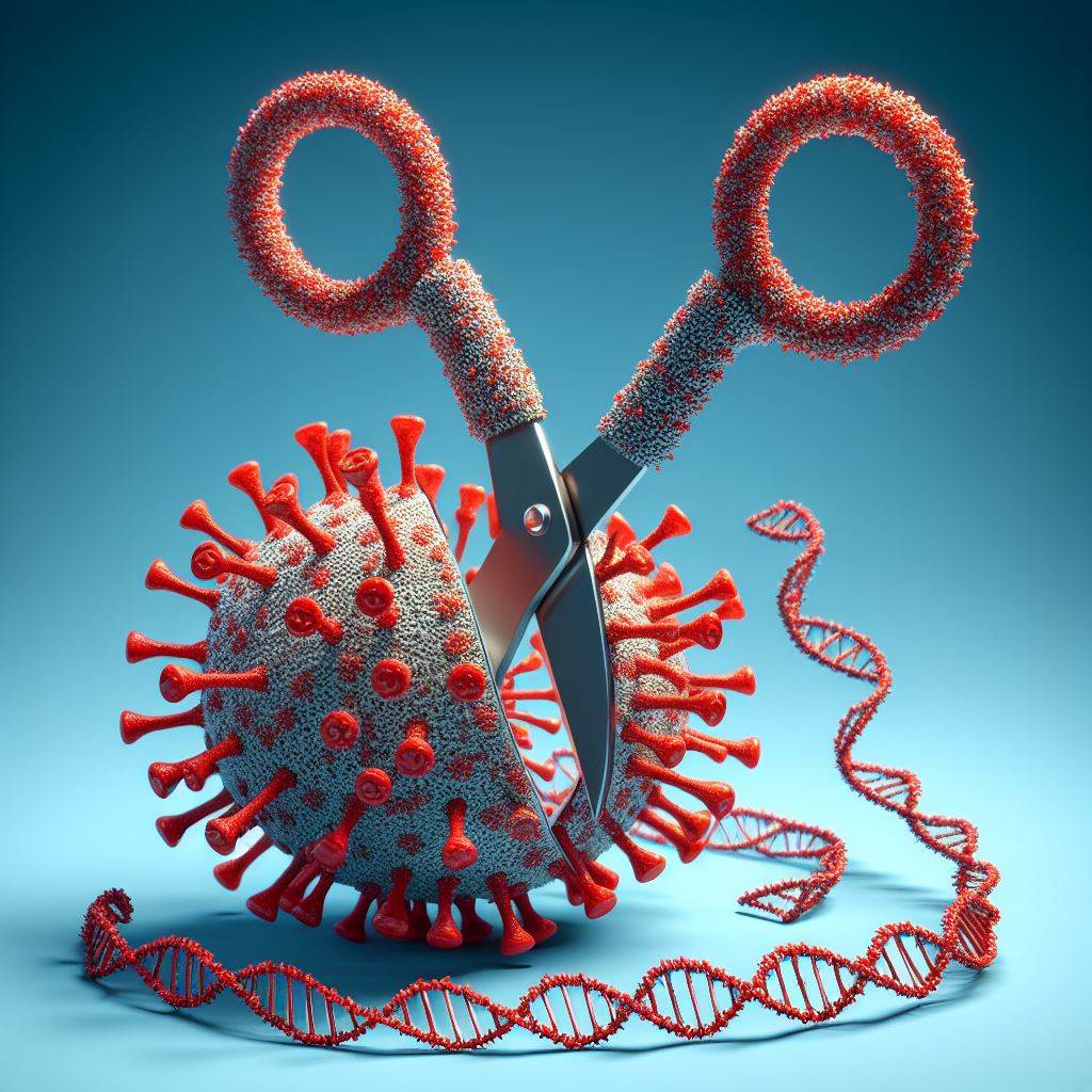 HIV being cut by a CRISPR