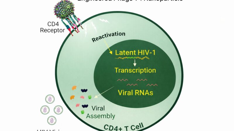 Engineered Phage T4 Nanoparticles targeting cell with Latent HIV