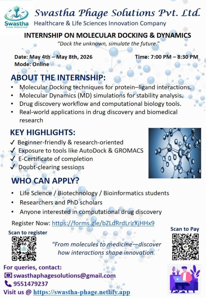 Internship on Molecular Docking  Dynamics