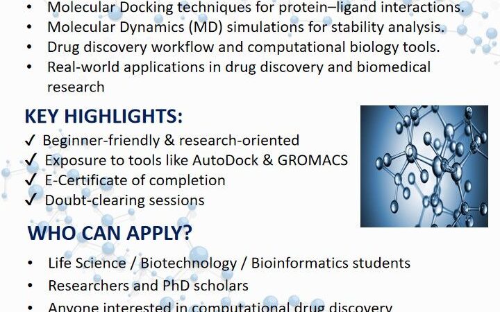 Internship on Molecular Docking  Dynamics